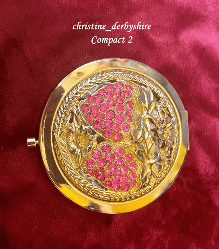 GILT DOMED FILIGREE CRYSTALS MIRROR COMPACT FOR MAKE UP HANDBAGS CHRISTMAS ETC 1 - Picture 2 of 4