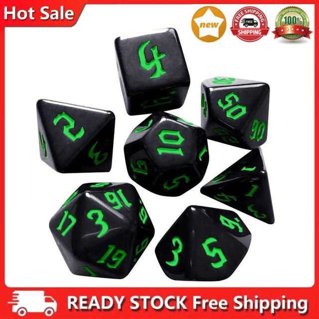 7pcs/Set Multi-Sided Digital Dices D4 D6 D8 D10 D12 D20 for TRPG (Green) 7pcs/Set Multi-Sided Digital Dices D4 D6 D8 D10 D12 D20 for TRPG (Green)