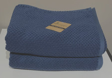 NWT SET OF 2 ecoexistence Bath Towels Rayon From Bamboo Zero Twist Loops Navy