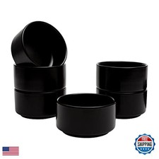 Vikko Set of 6 Black Matte Porcelain Soup Bowls 22 oz