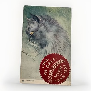 RARA CARTOLINA VINTAGE LOUIS WAIN GATTO GALT ONTARIO OLD BOY’S REUNION CANADA
