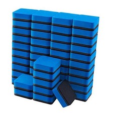 Favourde 48 Pack Magnetic Whiteboard Dry Erase Erasers Chalkboard Blue
