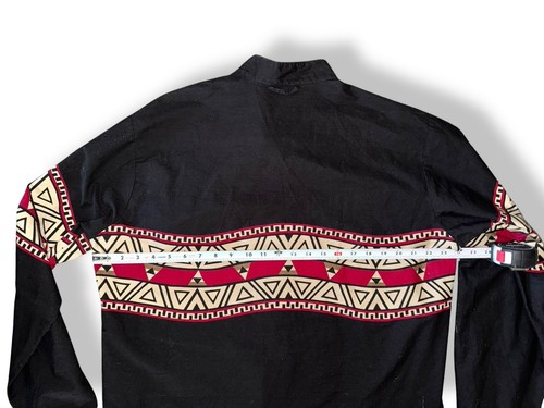 MO BETTA Aztec Southwest Western Garth Brooks Button Up Shirt Black/Red sz 17/35 - Picture 7 of 8