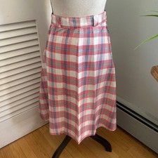 Vintage Skirt Girls 12 Plaid A-Line Retro 70s Preppy Academia Schoolgirl 23"