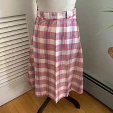 Vintage Skirt Girls 12 Plaid A-Line Retro 70s Preppy Academia Schoolgirl 23"