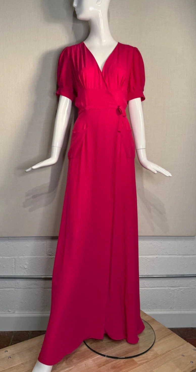 Balenciaga — 2008 Balenciaga Silk NICOLAS GHESQUIERE 1940s Style Long Dress FR42 US10, NWT