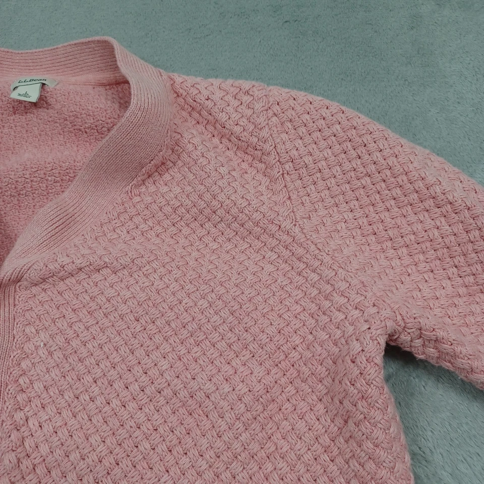 Suéter LL Bean Mujer Grande Rosa Cárdigan Tejido Abotonado Exterior Foto 3 de 4