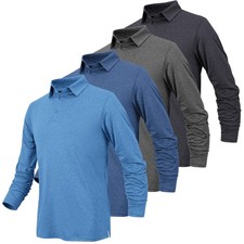 Long Sleeve Polo Shirts for Men - Moisture Wicking Quick Dry Golf Polos - Ath...