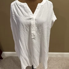 Jane And Delancey White Flow Gauze Blouse Size 1x