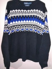 Vintage Polo Ralph Lauren Cashmere Angora Sweater 90s Fair Isle Nordic Mens XL