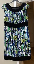 AGB Dress Artsy Green Floral A-Line Vintage 90's y2k Mod Women's 12 Large