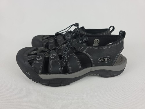 KEEN Mens Size 12 Newport Leather Hiking Sandals Water Shoe Black/Steel Grey