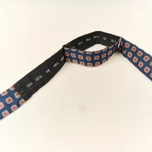 Vintage Silk Bow Tie Navy Geometric Batwing Square End Adjustable USA image 5
