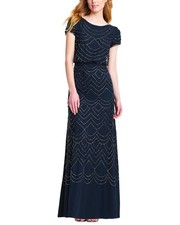 Adrianna Papell Beaded Blouson Petite Gown Women's