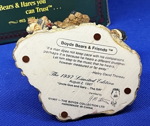 Boyds Bears & Friends UNCLE GUS and GARY THE GIFT Limited Edition - Picture 5 of 6
