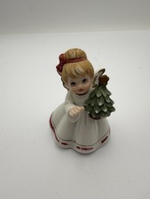 Vintage 50  s Bisque Angel Holding Xmas Tree 3.5   B109