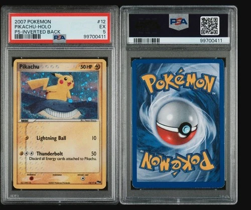 PSA 5 Pikachu Pop Series 5 Holo Inverted Back Error 2007 #12/17  Wailmer Holo