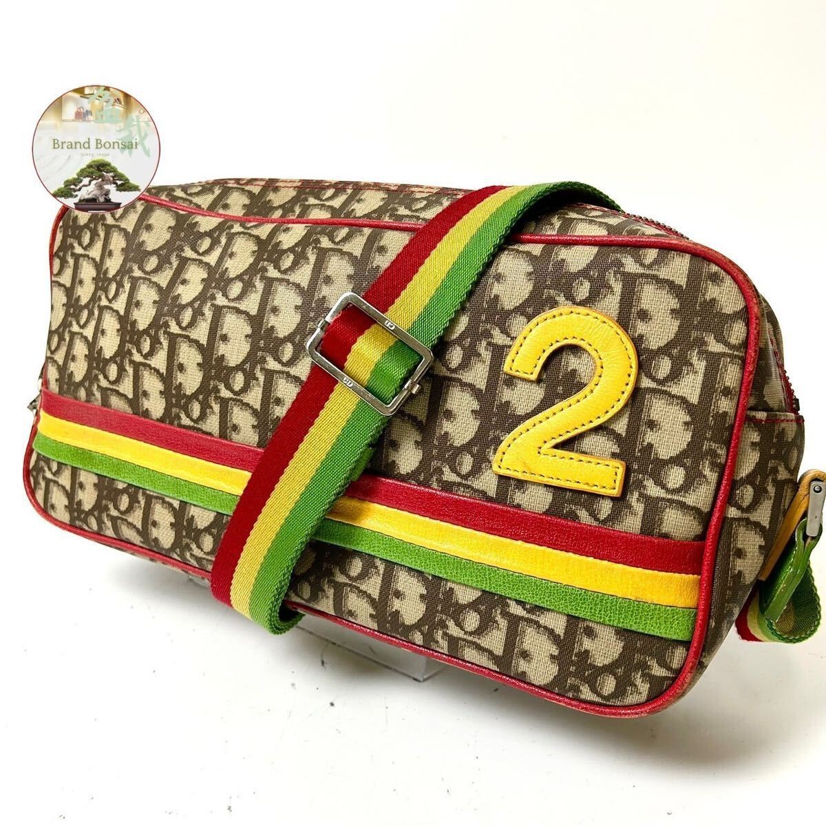 Dior Trotter Rasta Shoulder Bag 2 Genuine Leather Vintage