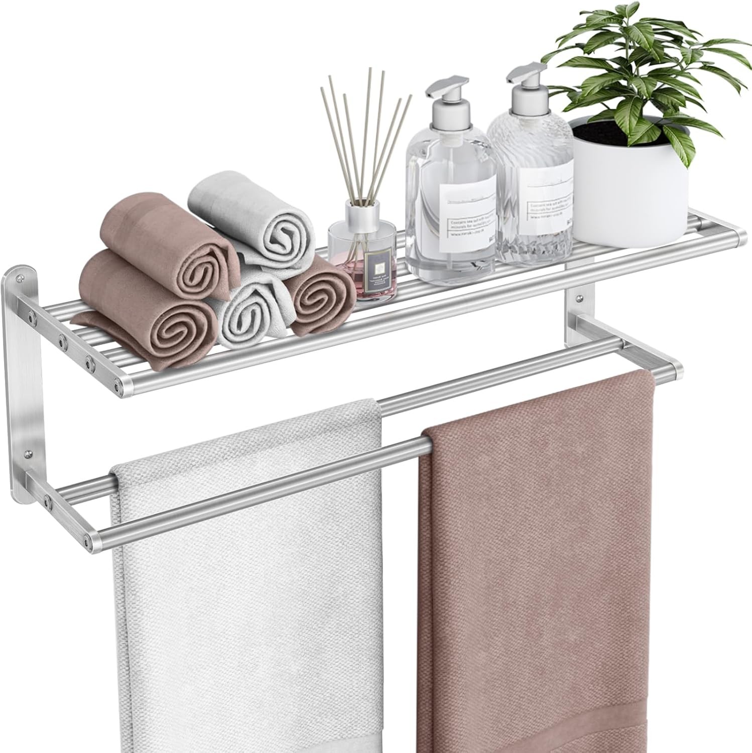 Racks For Bathroom 24 In Towel Shelf With Double Towel Bar S