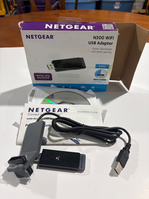 NETGEAR N300 Mbps WNA3100 WIRELESS WIFI Receiver USB ADAPTER  Antenna Kit +Stand