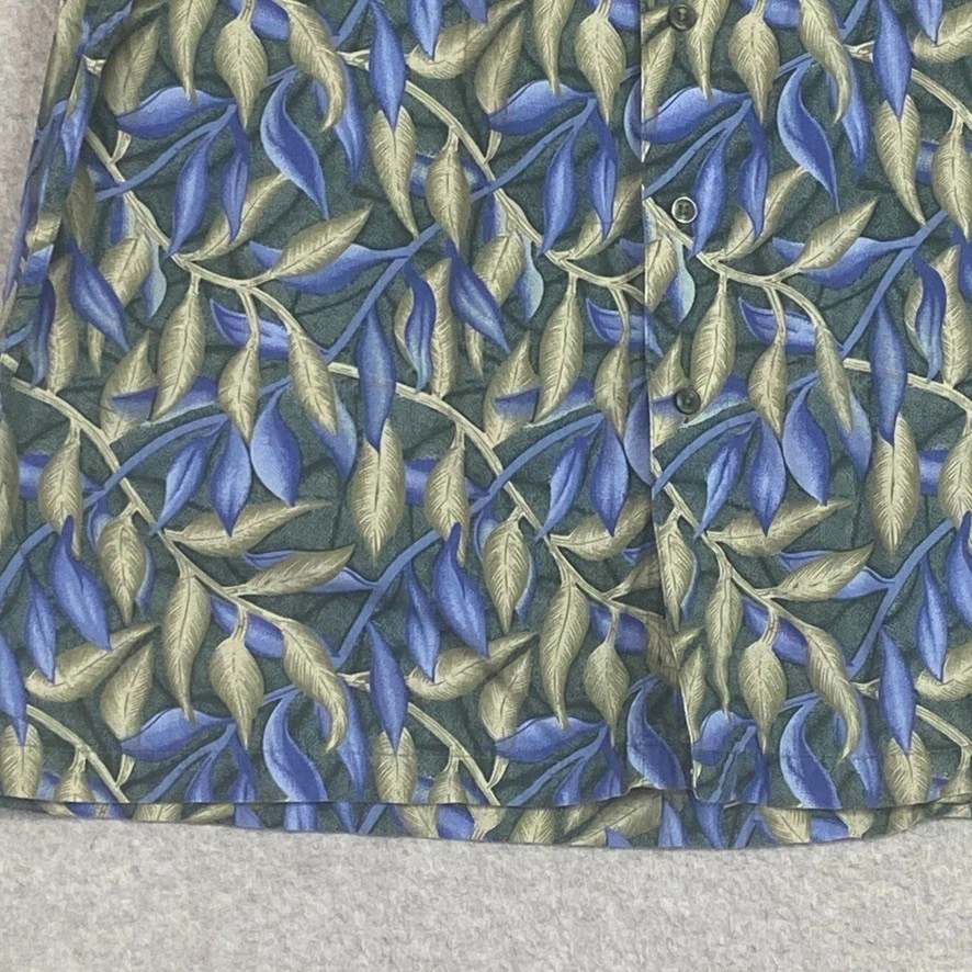 M.E. Camisa Deportiva Para Hombre XL Azul Verde Tropical Abotonada Manga Corta Algodón Foto 4 de 4