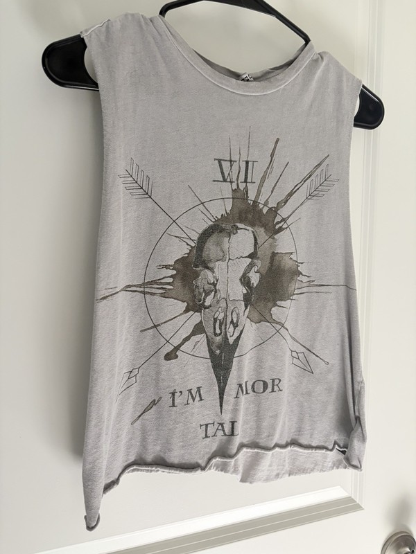 H&M Graphic T Shirt Custom Immortal Roman Numeral Bird Skull Tee Size S