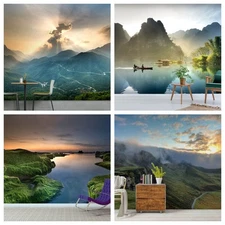 3D Mountain Grass River Self-adhesive Wallpaper Removable Wallpaper Wall Mural