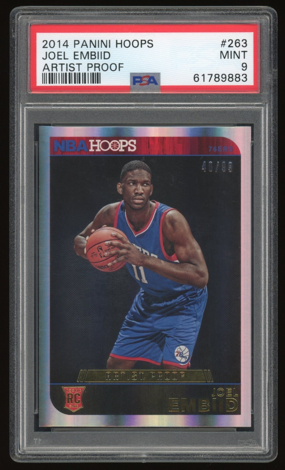 Joel Embiid 2014 Panini Hoops Artist Proof /99 RC #263 PSA 9 MINT - 76ers, POP 2