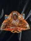 Hand Blown Murano Glass Bowl Amberina Bullicante Controlled Bubbles