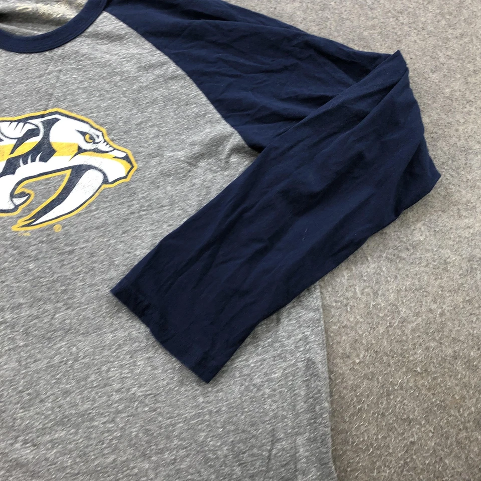 Nashville Predators Shirt Mens XL Navy NHL Hockey Long Sleeve Raglan Made USA - Image 3 of 4