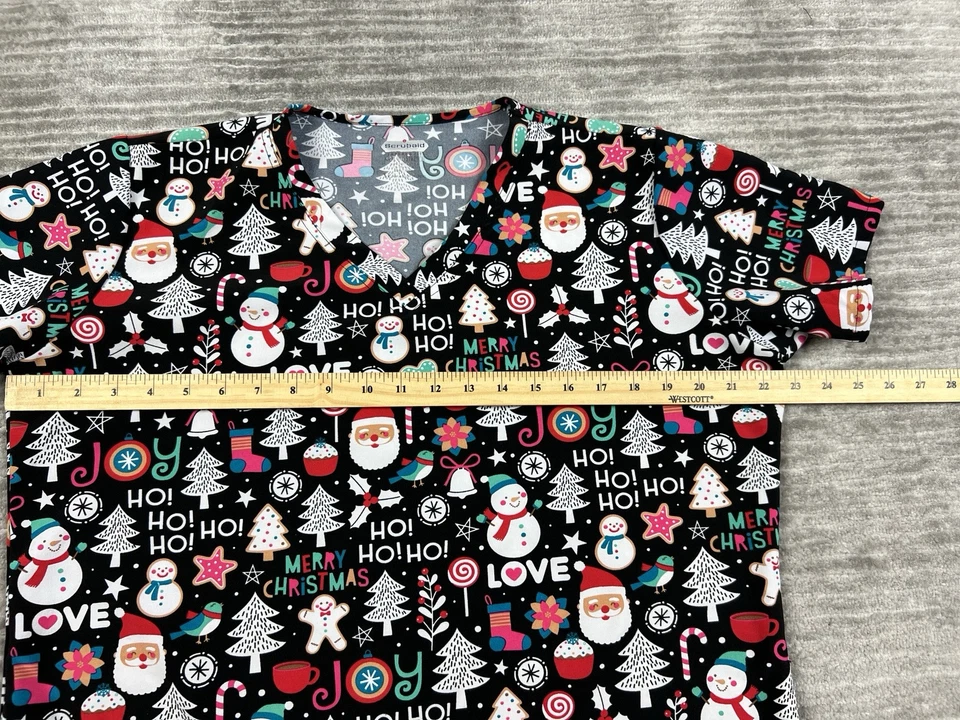 Blusa Médica Médica Médica Mujer XL Negra Navidad Cuatro Vías Elastizada Ajuste Cónico Foto 4 de 4