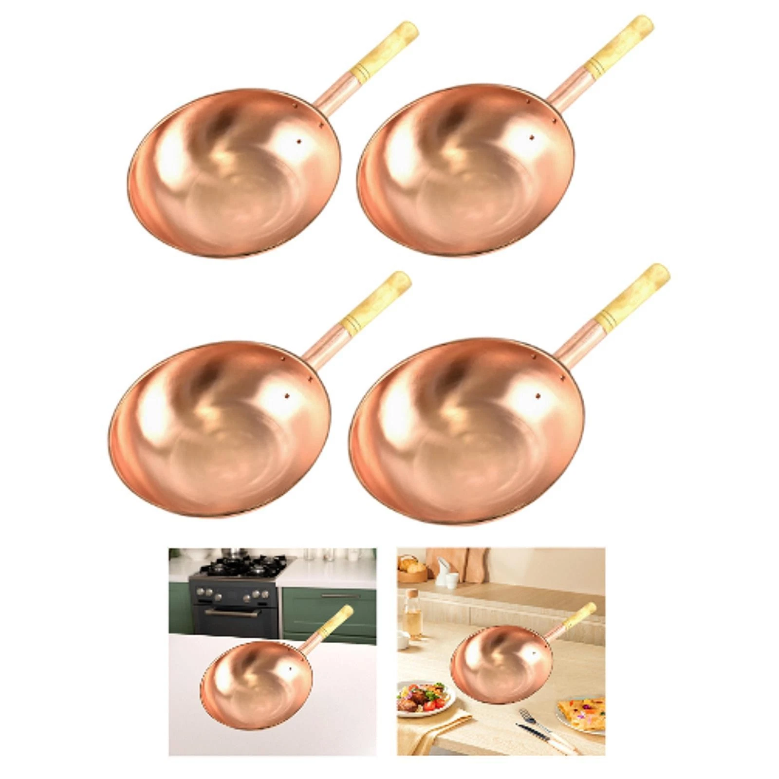 Cookware Copper Pan Beautiful Shape Multipurpose Fry Pan Thick Wok Stockpot for