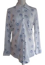 Vintage JcPenney Polyester Disco Shirt Mens M Club Hippy MOD 70's White