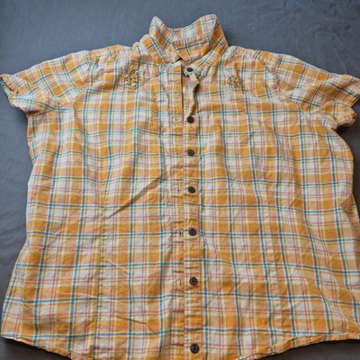 Womens Wrangler Blues XXL Short Sleeves Button Up Shirt Western Embroidered