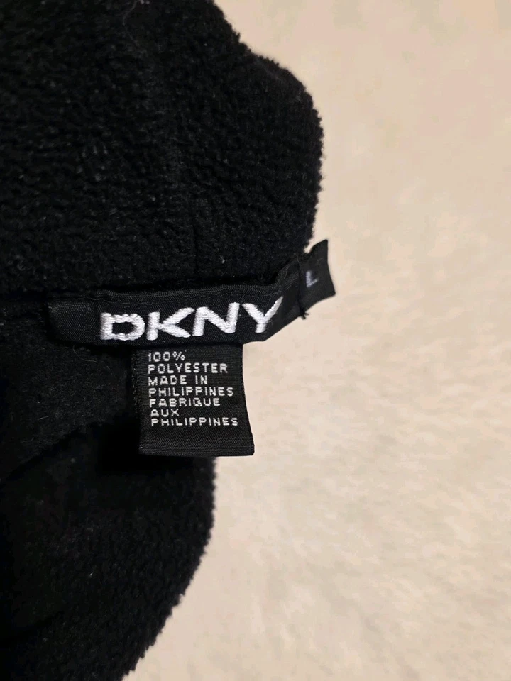 VINTAGE 90's Black DKNY Mens Mock Neck Fleece Pullover Large - Image 4 of 4