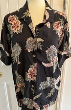 Tommy Bahama Women s Hawaiian Button Silk Ble...
