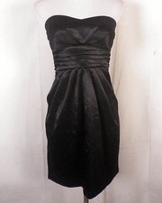 NWOT As U Wish shiny black Prom Dress Strapless Sweetheart empire wiggle SZ 3