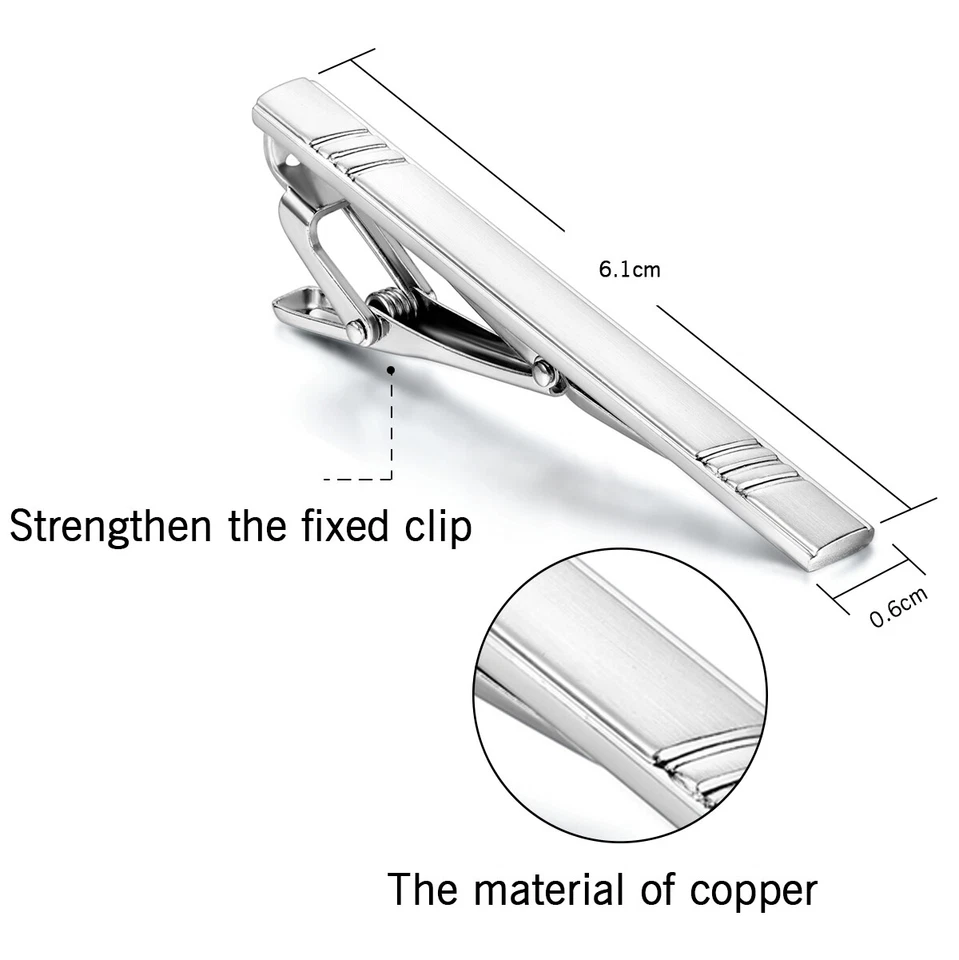 Gentleman Mens Metal Simple Necktie Tie Bar Clasp Clip Clamp Pin Party Wedding - Image 3 of 4