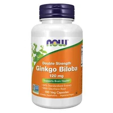 NOW FOODS Ginkgo Biloba Double Strength 120 mg 100 Veg Capsules 10/26EXP