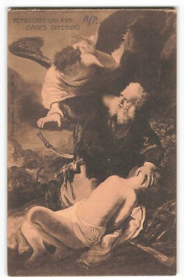 Postcard Rembrandt Van Ryn: Jsaak's Operfung portrait VTG ME4.