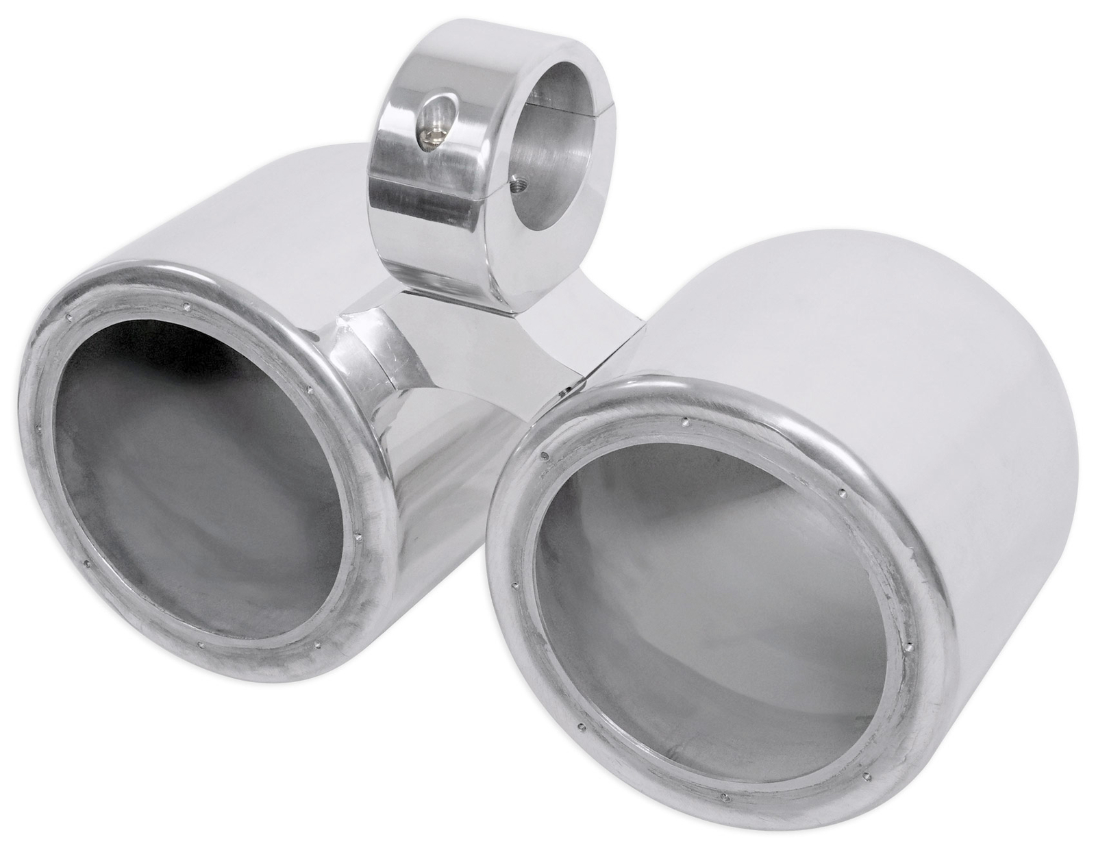 Корпус громкоговорителя Rockville Dual 65 из полированного серебристого алюминия с башней для вейкбординга