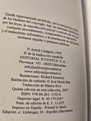 Pippi Calzaslargas Spanish Edition Hardcover By Lindgren, Astrid 1959 Good Cond. - Picture 6 of 13