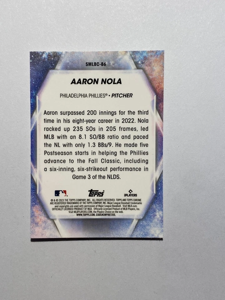 2023 Topps Update #SMLBC-86 AARON NOLA Stars Of MLB Chrome METS - Image 2 of 2