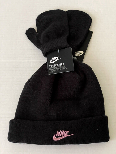 Nike Hat and Mittens Todder Girl or Boy Size 2/4T Black Child 2 Piece Set NWT - Picture 4 of 4