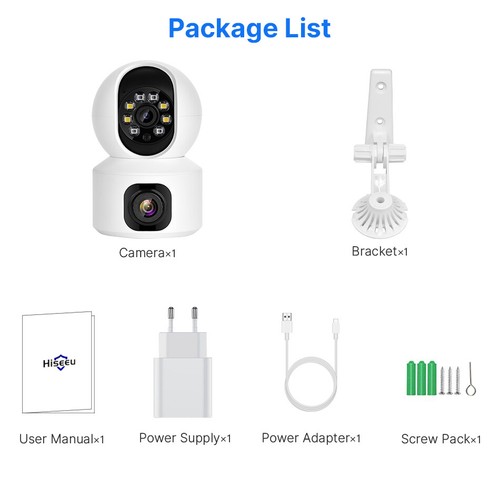 Hiseeu 2MP+2MP Dual Lens 2.4G WiFi Wired Indoor Home Security Smart Camera Audio - Picture 16 of 16