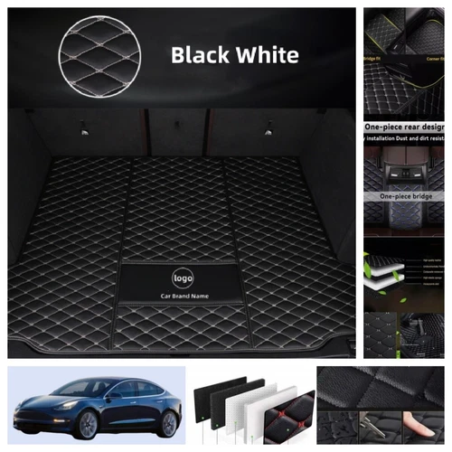 For Tesla Model 3 2017-2025 Car Floor Mats Luxury PU Leather Waterproof Carpets - Imagen 18 de 41