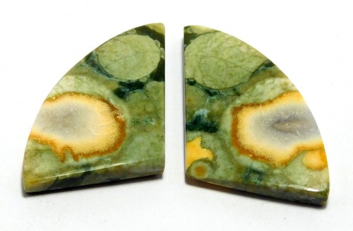 Rainforest Rhyolite Fancy Shape Cabochon Pairs Loose Gemstone 29x16x4mm 21.50Cts - Picture 2 of 4