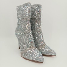 Forever Women's Silver Rhinestone High Heel Boots, Style No: EVENT-98, Size 6 SH