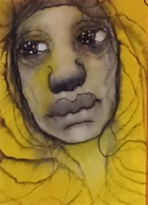 Outsider portrait painting on paper by outsider artist Sophie Orlicki