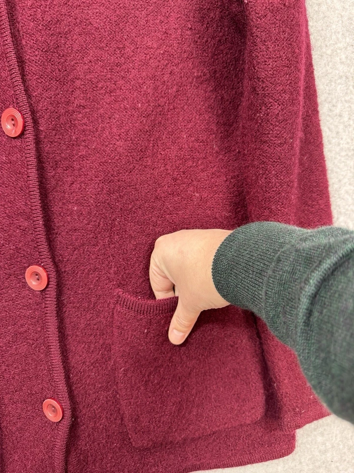 Sag Harbor Sweater Womens Medium Maroon Cardigan Wool Cozy Grandmacore Vintage - Image 4 of 4